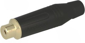 ACJR-BLK, RCA (Phono) Audio / Video Connector, 2 Contacts, Socket, Gold Plated Contacts, Metal Body, Black