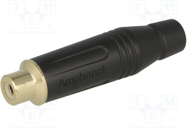 ACJR-BLK, RCA (Phono) Audio / Video Connector, 2 Contacts, Socket, Gold Plated Contacts, Metal Body, Black ACJR-BLK, RCA (Phono) Audio / Video Connector, 2 Contacts, Socket, Gold Plated Contacts, Metal Body, Black