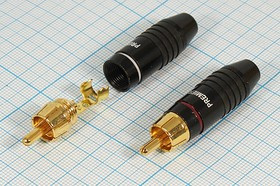 Штекер RCA на кабель 4~6мм, красное кольцо, металлический хвостовик; №1285 R штек RCA\каб\кр\4~6мм\ мет\Au\\металлич хвостовик