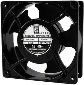OA109AP-22-2TB, AC Fans Axial Fan, 120x120x38mm, 230VAC, 70CFM, 11W, 35dBA, 2300RPM, Ball, Terminals