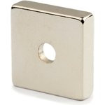 Неодимовый магнит прямоугольник 20х20х5 мм с зенковкой 4.5/10.6 мм, N35