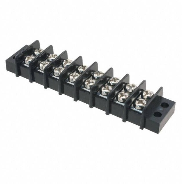1546306-8, Barrier Terminal Blocks .374 DOUBLE ROW 8P w/ binding screws