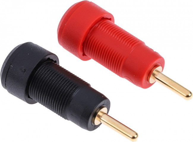 20982, Black, Red Male Banana Plug, Gold Plating