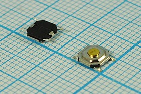 Переключатель тактовый 5.2x5.2x1.5мм, высота 0.3мм, NO, SMD, IT-1187; №579 ПКнТакт 5,2x 5,2x 1,5\h 0,3\\NO\зол\SMD\IT-1187\
