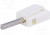 215-611, White Male Banana Plug, 4 mm Connector, Cage Clamp Termination, 20A, 42V, Nickel Plating