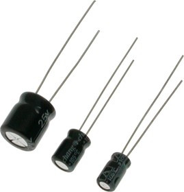 ECAP (К50-35 мини), 100 мкФ, 25 В, 6,3х7мм, Конденсатор электролитический алюминиевый миниатюрный