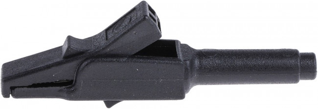 973889100, Crocodile Clip 4 mm Connection, Bronze Contact, 15A, Black