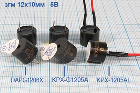 Излучатель звука магнитоэлектрический с генератором 12x10мм, 5В, частота 2.3кГц; згм 12x10\ 5\\2,3\2