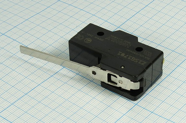 Микропереключатель, размер 49x17 x30, 15А, переключение ON-(ON), размер концевика L65, SF-6045