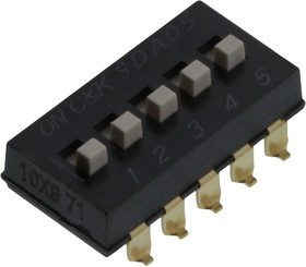 SDA05H1SBD, DIP SWITCH, SPST, 5POS, 0.1A, 5VDC, SMD