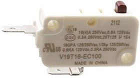 V19T16-EC100, микропереключатель SPST-NC 250В 16A фастон 4,7мм 0.98N