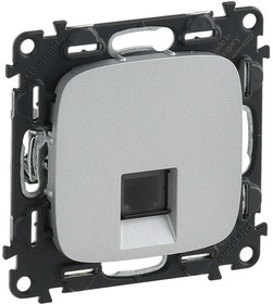 753938, Valena ALLURE Розетка телефонная RJ11 с лицевой панелью алюминий