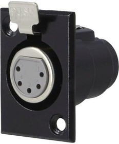 FC6171, Гнездо, XLR, "мама", PIN: 5, с кнопкой, на панель, винтами, пайка