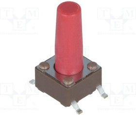 DTSM-66R-V-B, Микропереключатель, 1, SPST-NO, 0,05A/12ВDC, SMT, 2,6Н, 6,2x6,2мм