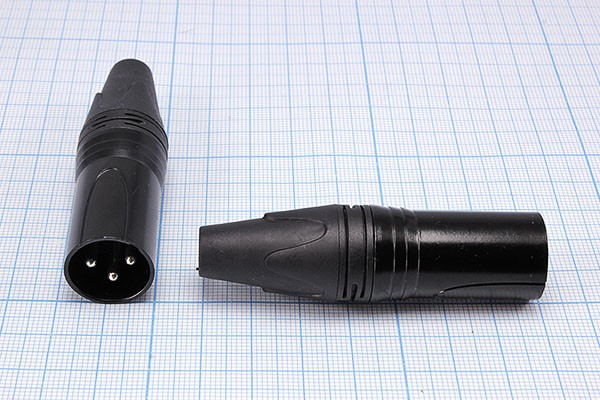 Штекер микрофонный XLR три контакта на кабель QJDZ376; №1372 штек мик XLR\3P\каб\\пл чер\QJDZ376