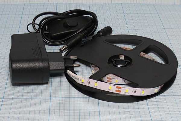 Светодиодный комплект, 220В, белый, 6,0Вт/м, SMD2835, IP20, 3м; №14704Б СДЛ\комплект\220В\бел\ 6,0Вт/м\SMD2835\IP20\\3м\