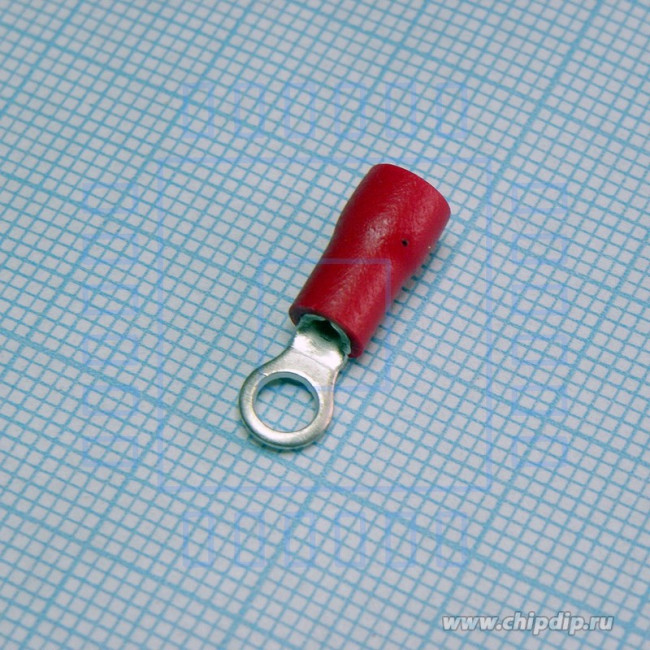 RV1.25-3.7S Red, (3.5S), наконечник кабельный кольцевой с изоляцией d=3.7мм, сеч. пров.0.5-1.5мм2