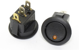 Переключатель клавишный, контакты 3T, 16А, 12В, ON-OFF, d20, подсветка ILзеленая светодиодная , IRS101E-8C/D