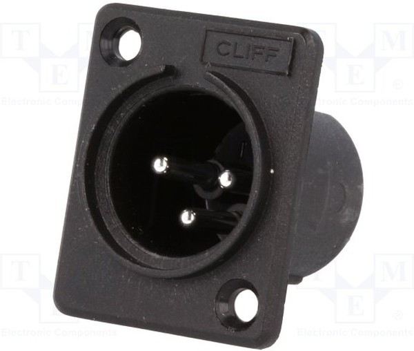 CP3000, Гнездо, XLR, "папа", PIN: 3, на панель, винтами, пайка, черный, 5А CP3000, Гнездо, XLR, "папа", PIN: 3, на панель, винтами, пайка, черный, 5А