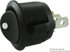 RR3112DBLKBLKNAF0, Rocker Switches Rocker, SPDT, On-Off-On, Panel Mount, Snap-In, Black, Dot