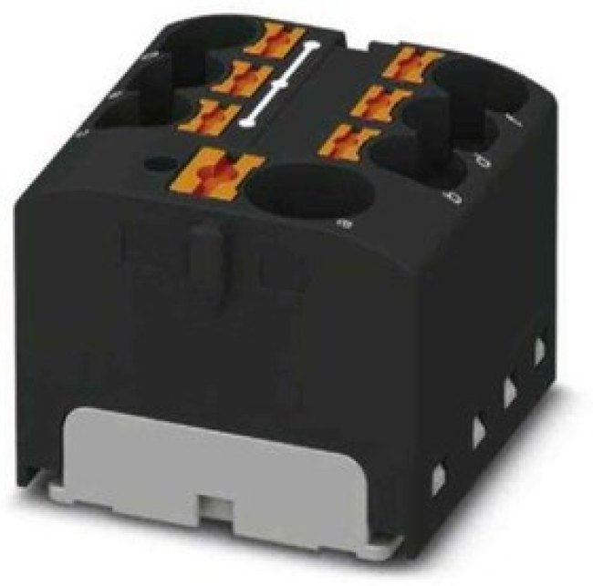 Distribution block, push-in connection, 0.2-6.0 mm², 7 pole, 32 A, 6 kV, black, 3273870 Distribution block, push-in connection, 0.2-6.0 mm², 7 pole, 32 A, 6 kV, black, 3273870