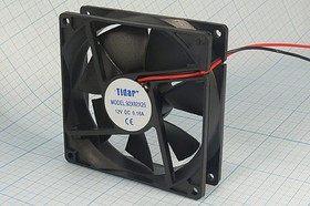 Вентилятор 92x92x25, напяржение 12В, ток 0,16А, выводы 2L, подшипник скольжения, RQD9225MS Tidar