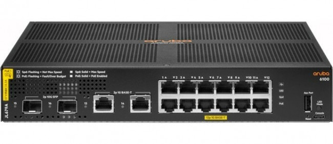 JL679A HPE Aruba 6100 Managed 12G Class4 PoE 139W 2SFP+ Switch