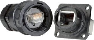 RJF54421RA, Female Ethernet Connector, Flange Mount, Cat5e RJF54421RA, Female Ethernet Connector, Flange Mount, Cat5e