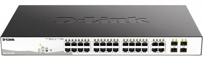 DGS-1210-28P/F5A Настраиваемый L2 коммутатор с 24 портами 10/100/1000Base-T и 4 комбо-портами 100/1000Base-T/SFP (24 порта PoE 802.3af/at, P