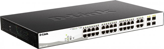 DGS-1210-28P/F5A Настраиваемый L2 коммутатор с 24 портами 10/100/1000Base-T и 4 комбо-портами 100/1000Base-T/SFP (24 порта PoE 802.3af/at, P