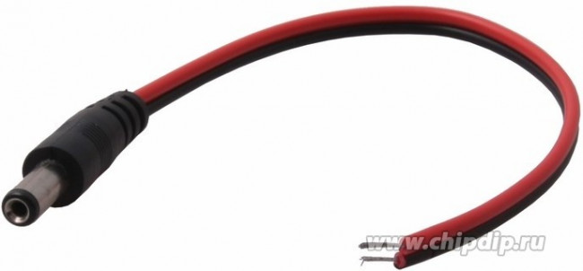 14-0313, Разъем питания штекер 2.1х5.5x10мм с проводом 20см 14-0313, Разъем питания штекер 2.1х5.5x10мм с проводом 20см