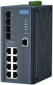 Управляемый коммутатор EKI-7712E-4F-AE Advantech Ethernet, 8 портов RJ-45, 4 порта Gigabit SFP, металлический корпус, IP30