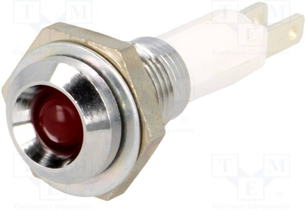 2658.8021, Индикат.лампа: LED, вогнутый, Отв: d9мм, на печатную плату, латунь