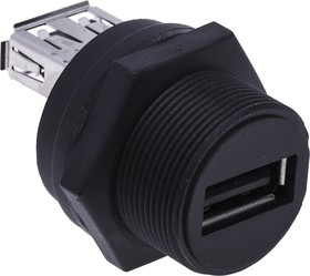 Straight, Panel Mount, Socket Type A 2.0 IP67 USB Connector