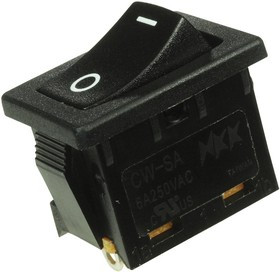 CWSA11AAN1S, SWITCH, ROCKER, SPST, 6A, 250VAC, BLACK