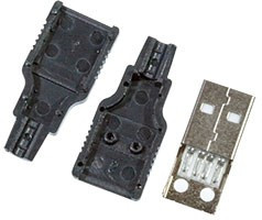 USB AM кожух, пластиковый кожух с USB вилкой на кабель, 4 контакта