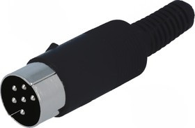 DC-004, Вилка, DIN, "папа", PIN 6, Конфиг.выводов 240°, прямой, на провод DC-004, Вилка, DIN, "папа", PIN 6, Конфиг.выводов 240°, прямой, на провод
