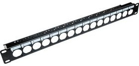 FFDU16, Patch Panel, 16 Ports, 483x10x45mm, Black
