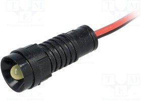 LY-D5-220DC, Индикат.лампа: LED, вогнутый, 220ВDC, Отв: d11мм, IP40, пластик