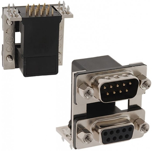 178-009-513R491, D-Sub Dualport Connectors RA 9POS FEM/FEM 5A