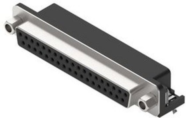 618037231121, D-Sub Connector with Hex Screw, 8mm, Angled, Socket, DC-37, PCB Pins, Black