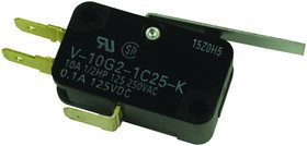 V-10G2-1C25-K, Basic / Snap Action Switches Hinge lever SPDT .187 QC 125gf