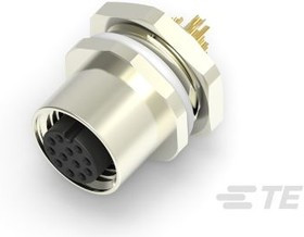 T4133012121-000, Разъем Кабеля, M12, Female, 12 Positions, Гнездо для Пайки, Прямой Монтаж в Панель T4133012121-000, Разъем Кабеля, M12, Female, 12 Positions, Гнездо для Пайки, Прямой Монтаж в Панель