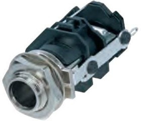 RJ5VM-S, Phone Connectors 1/4" Vert TRS Jack Solder Lug w/ tip