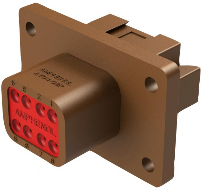 AT04-08PD-L012, 8 POSITION RECEPTACLE FLANGE MOUNT CONNECTOR, PIN, BROWN, KEYED D 98AC8294 AT04-08PD-L012, 8 POSITION RECEPTACLE FLANGE MOUNT CONNECTOR, PIN, BROWN, KEYED D 98AC8294
