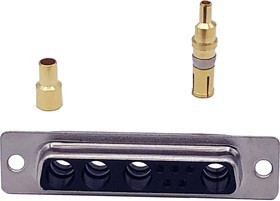 682M9W4203L001, D-Sub Mixed Contact Connectors Coax Combo D Solder Cup 9W4/F/50O/SC