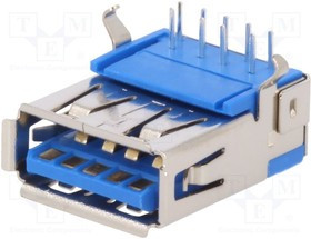 USBA-G3.0/1, Гнездо, USB A, на плату, THT, угловой 90°, USB 3.0