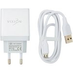 Блок питания (сетевой адаптер) VIXION L12m 2xUSB, 3.1A с кабелем micro USB (1м) с дисплеем (белый)