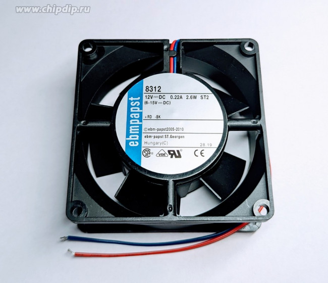 Вентиялятор Ebmpapst 8312 80x32 12v 2pin 0.22A 2.6W Вентиялятор Ebmpapst 8312 80x32 12v 2pin 0.22A 2.6W