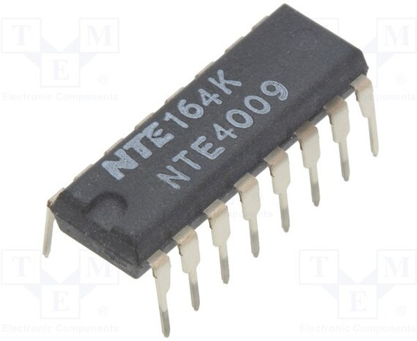NTE4009, IC: digital; buffer,inverting, translator; Ch: 6; CMOS; THT; DIP16